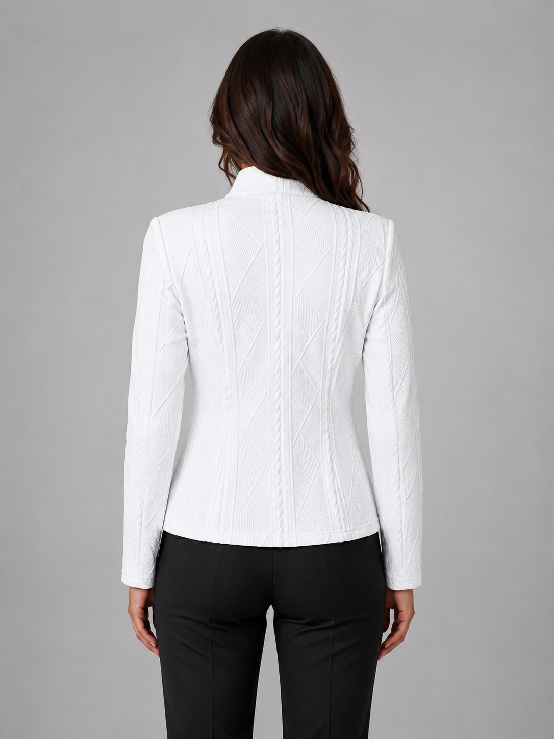 Cable Textured Button Front Tailored Blazer