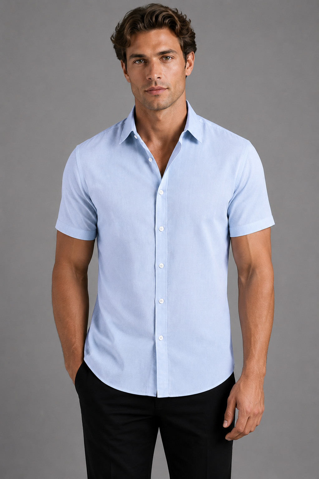 Men's Slim Fit Short Sleeve Button Shirt – Lightweight Casual Shirt