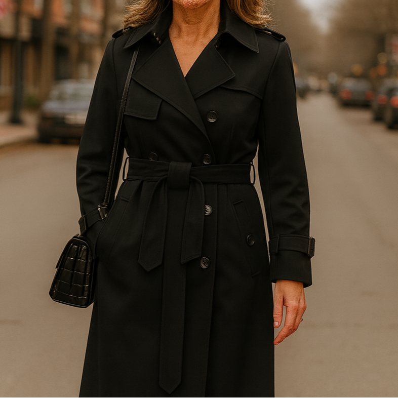 Double Breasted Belted Longline Trench Coat