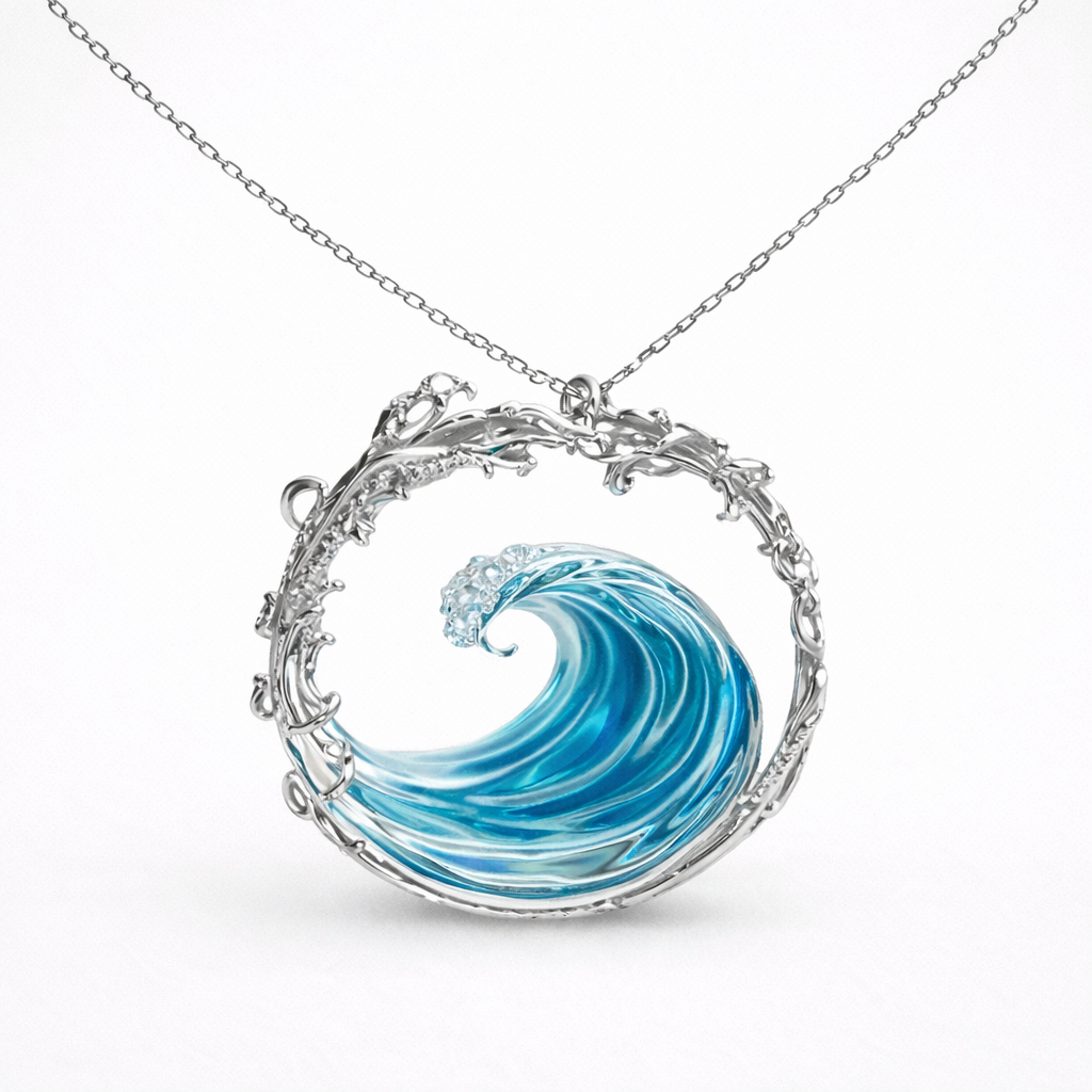 Ocean Wave Pendant Chain Necklace