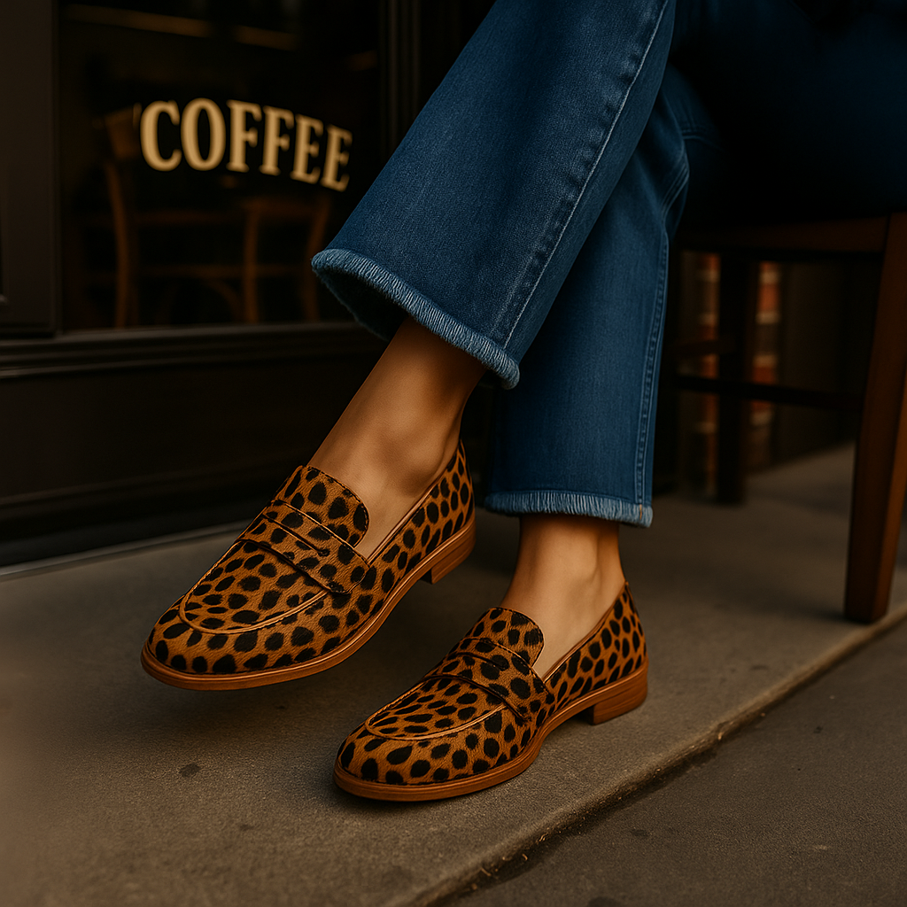 Two Tone Patent Penny Strap Round Toe Loafers