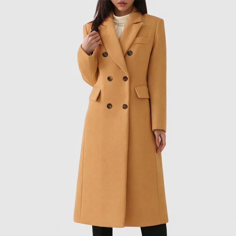 Double Breasted Notch Lapel Longline Coat