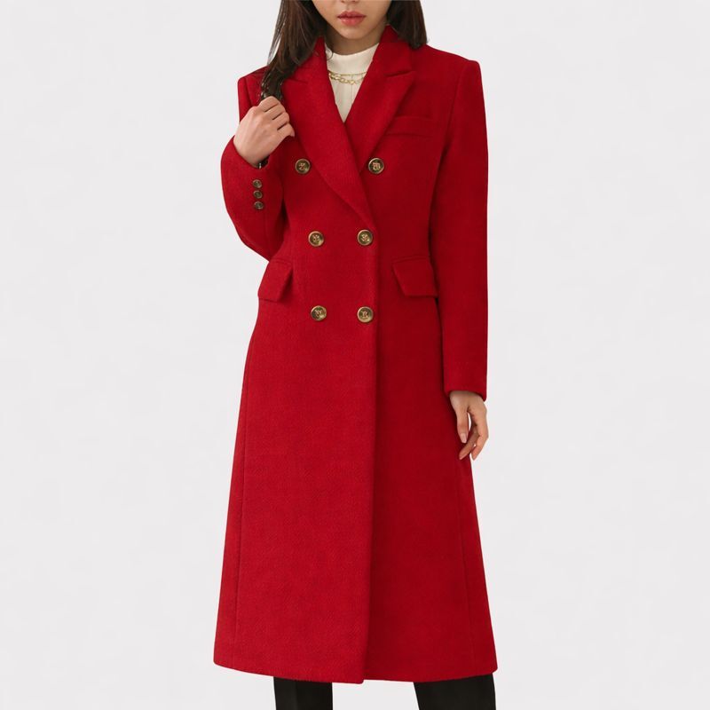 Double Breasted Notch Lapel Longline Coat