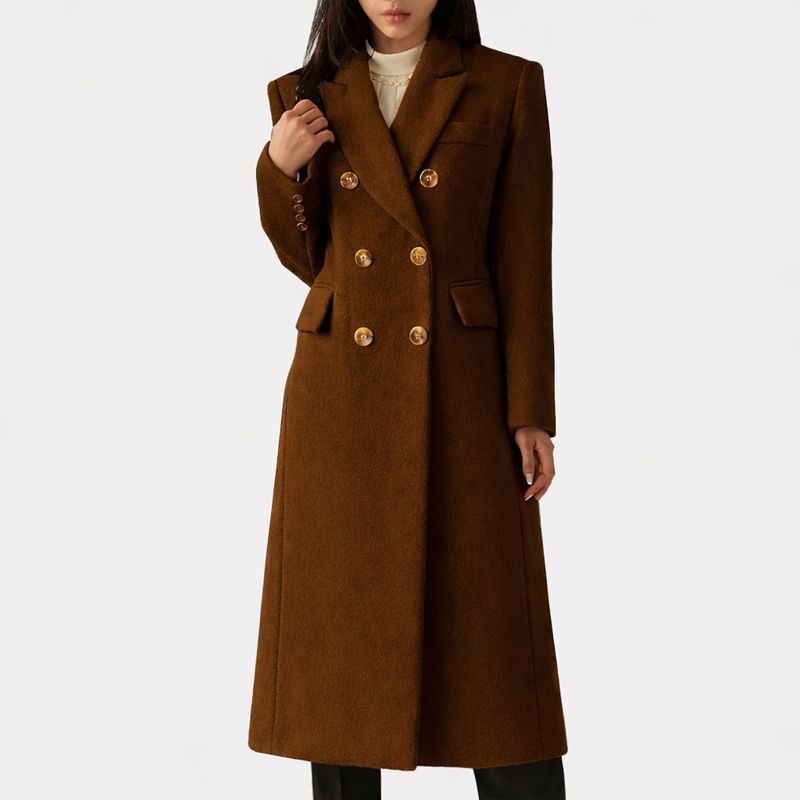 Double Breasted Notch Lapel Longline Coat
