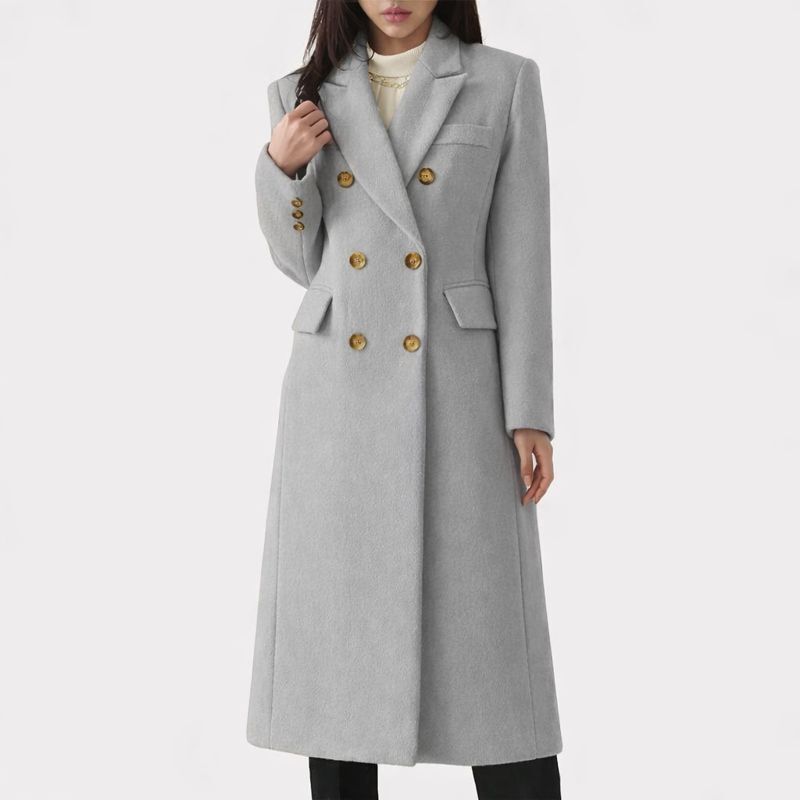 Double Breasted Notch Lapel Longline Coat
