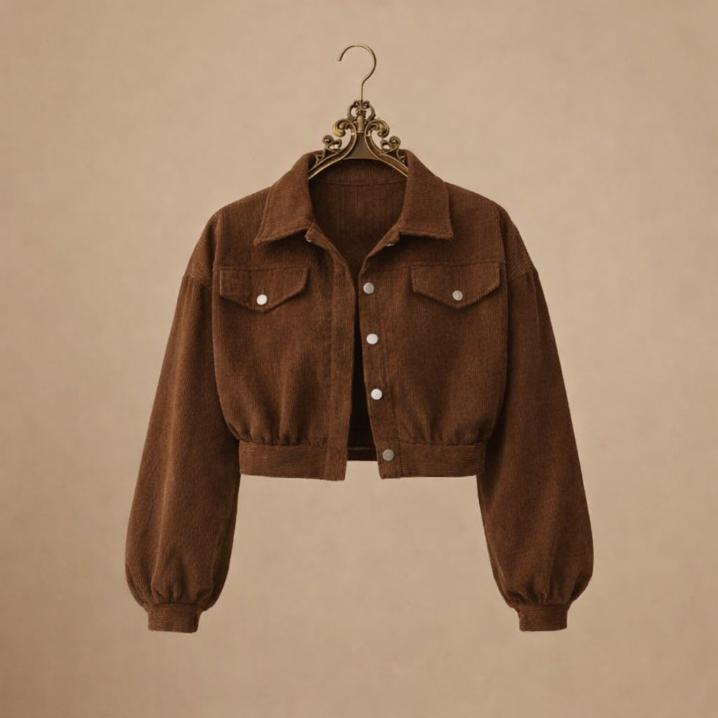 Corduroy Button Front Cropped Jacket 3
