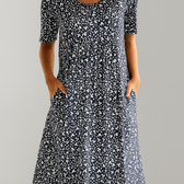 Ditsy Floral Short Sleeve Pocket A-Line Midi Dress 5