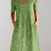 Ditsy Floral Short Sleeve Pocket A-Line Midi Dress 6