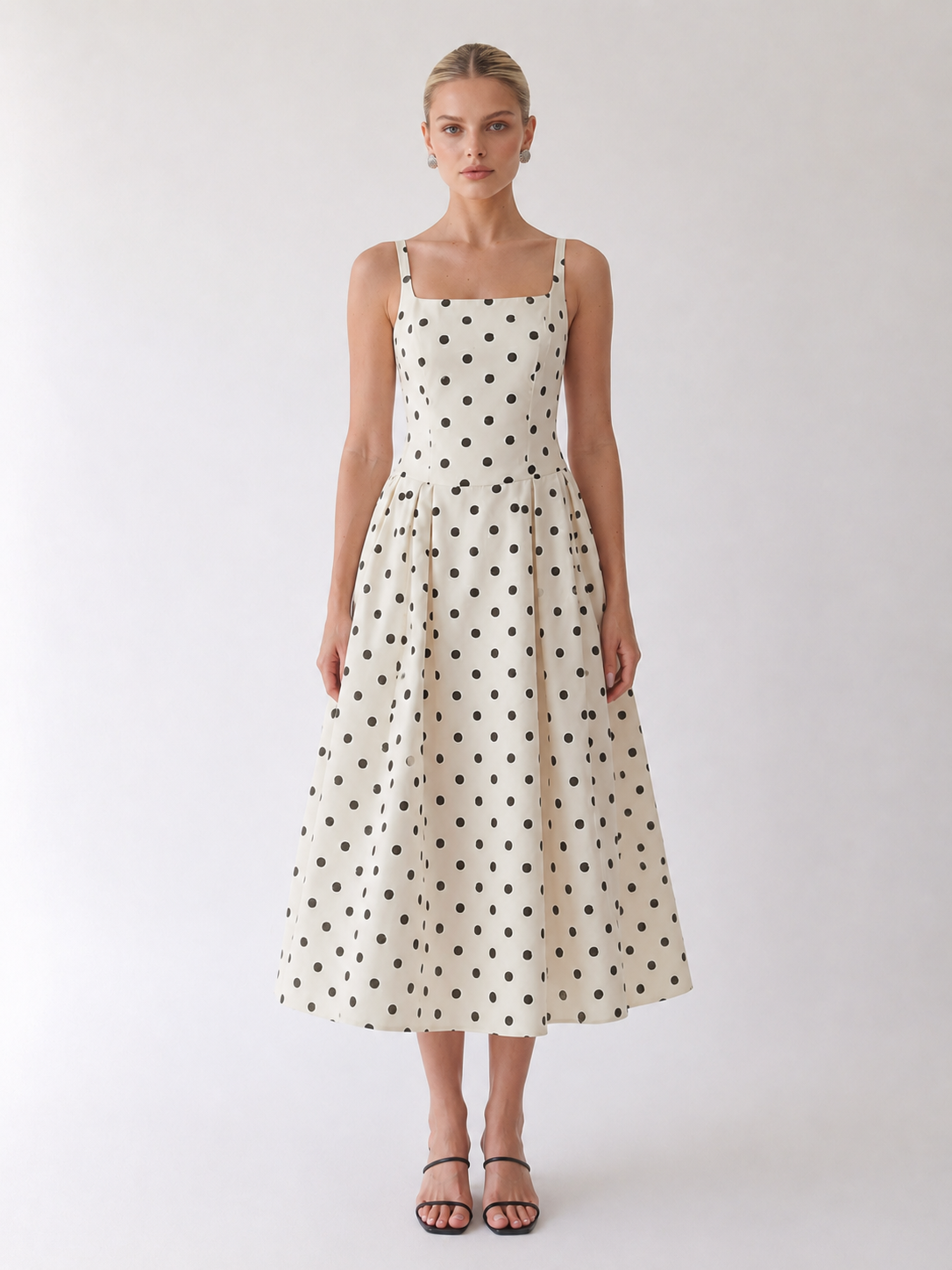 Anna | Polka Dot Midi A-Line Dress