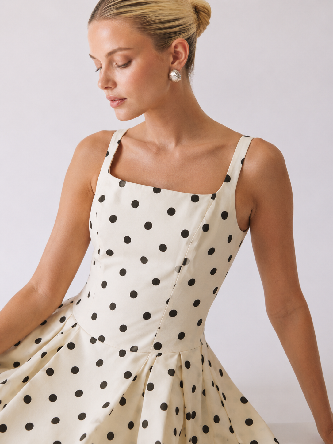 Anna | Polka Dot Midi A-Line Dress