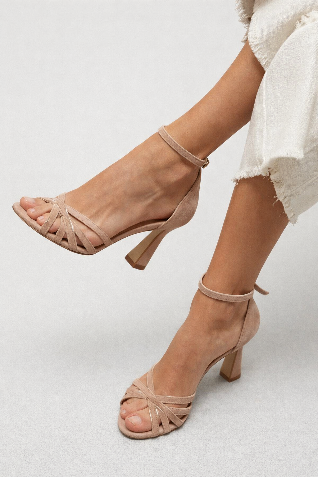 Strappy Ankle Strap Flared Block Heel Sandals