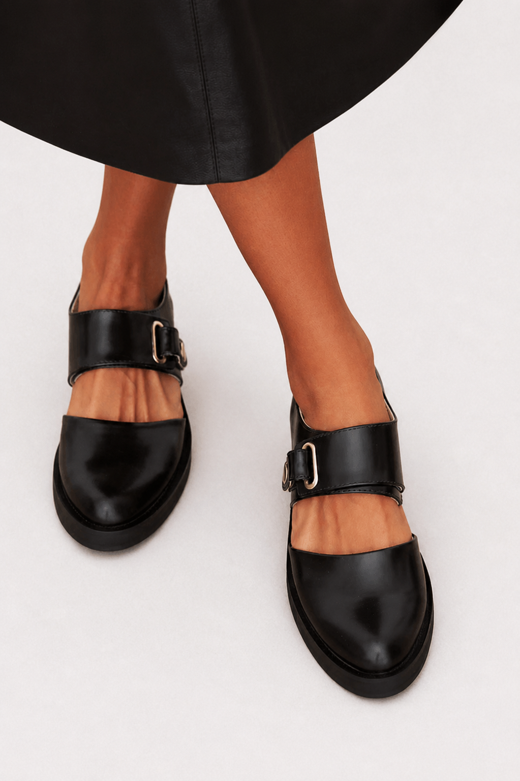 Round Toe Buckle Strap Chunky Loafers