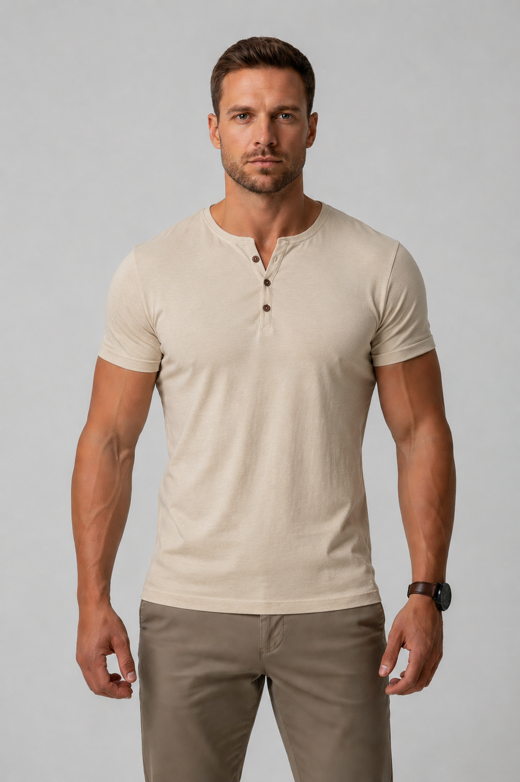 Men's Muscle Fit Henley T-Shirt – Short Sleeve Cotton Blend