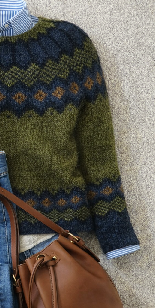 Fair Isle Crew Neck Knit Sweater
