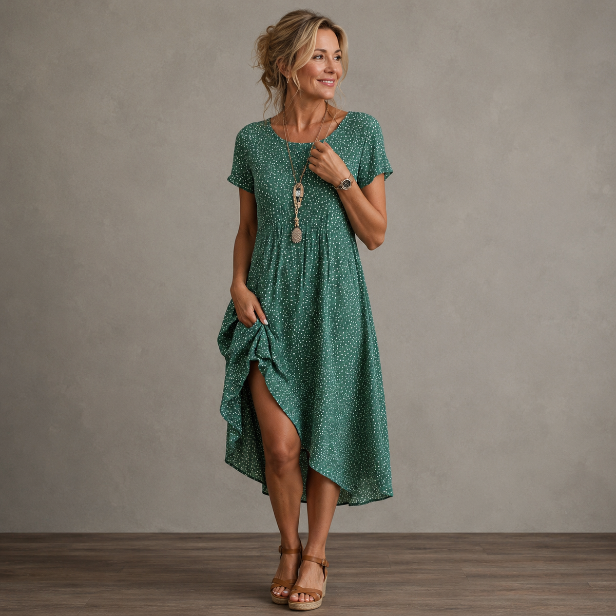 Floral Collared Short Sleeve High Low Shirt Dress