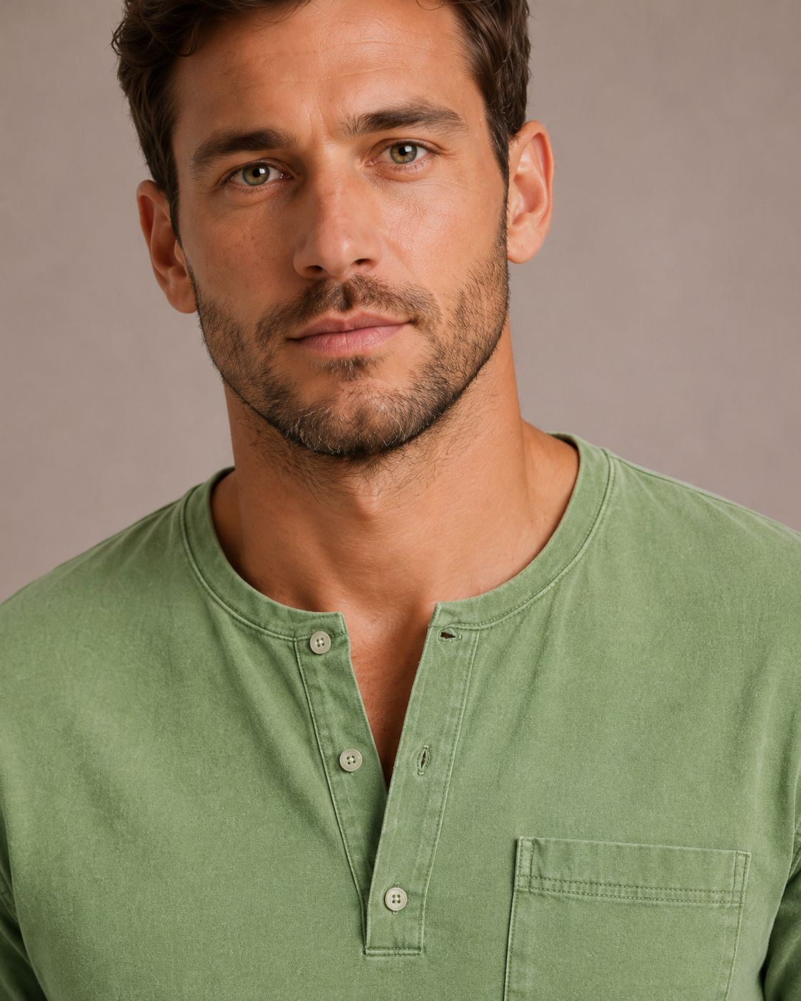 Men's Long Sleeve Henley Shirt – Casual Regular Fit