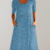 Ditsy Floral Short Sleeve Pocket A-Line Midi Dress 8