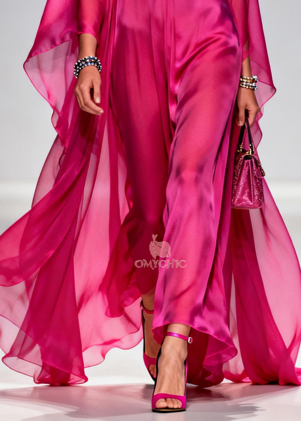 Chic Rose Oversized Exra Large Hem Chiffon Maxi Dress Summer - View 4