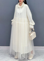 Chic White Ruffled Tulle Lace Dresses Long Sleeve 3
