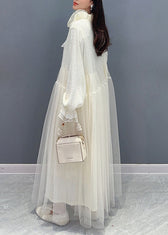 Chic White Ruffled Tulle Lace Dresses Long Sleeve 4