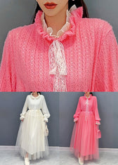 Chic White Ruffled Tulle Lace Dresses Long Sleeve 5