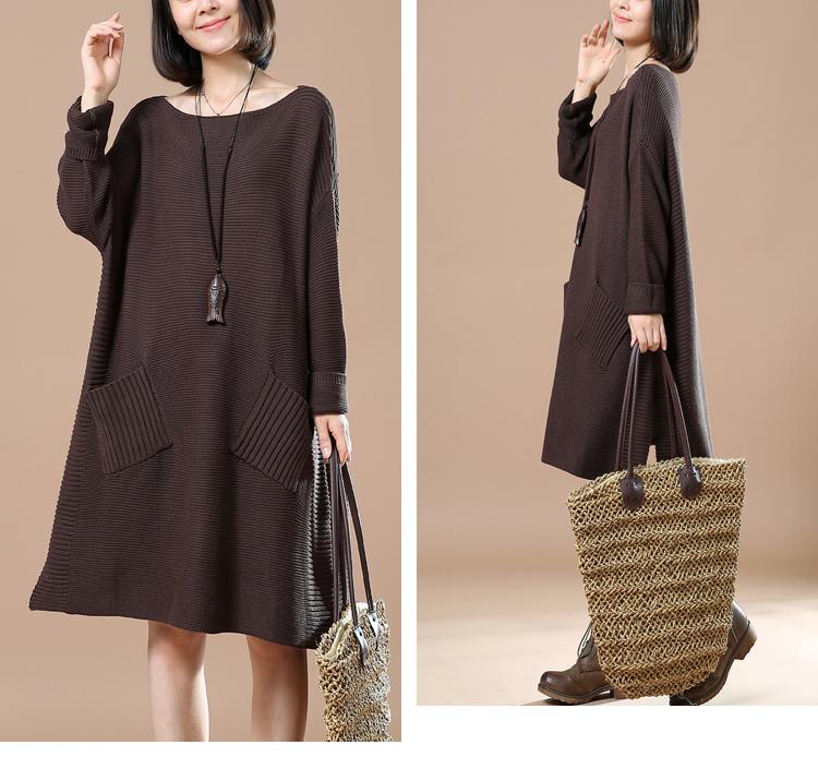 Chocolate oversized sweaters women winter dresses