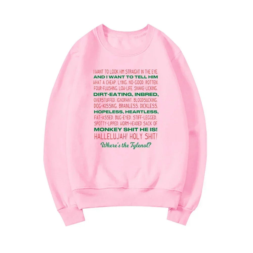 Crew Neck Long Sleeve Holiday Quote Graphic Print Sweatshirt 9