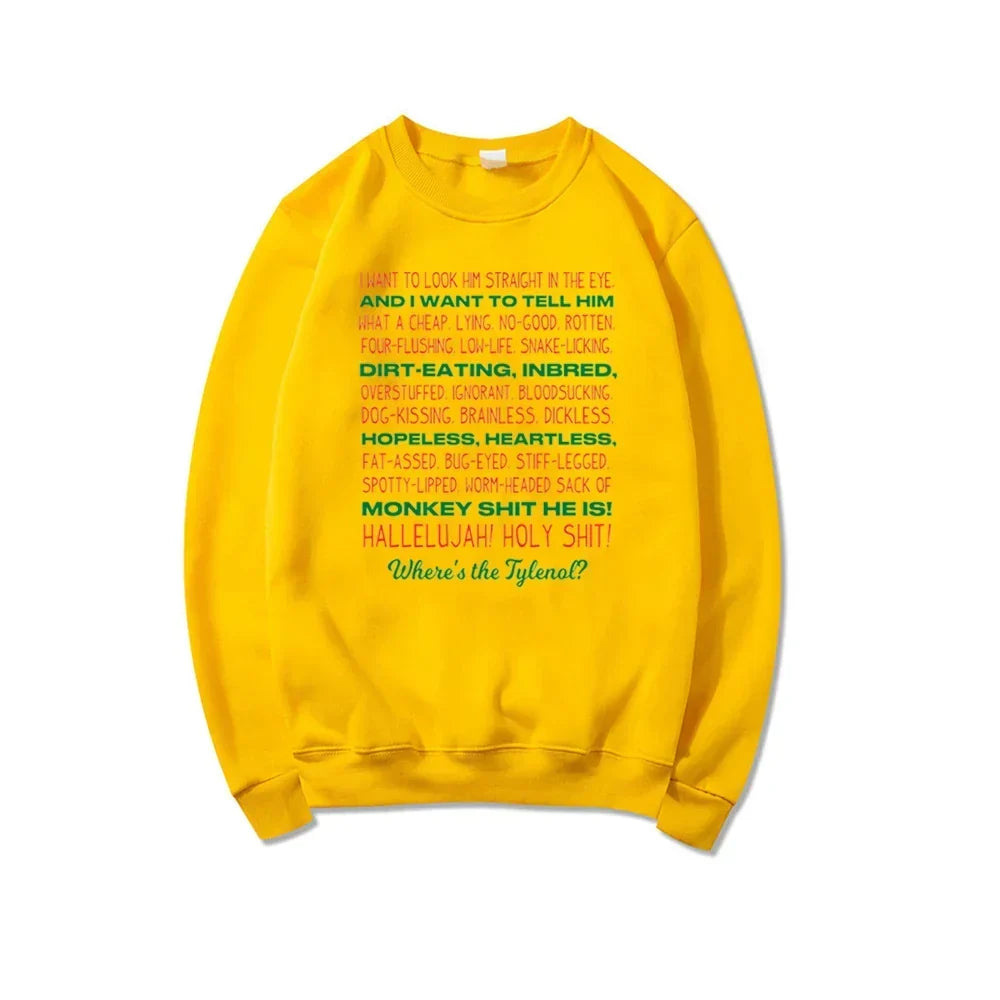Crew Neck Long Sleeve Holiday Quote Graphic Print Sweatshirt 11