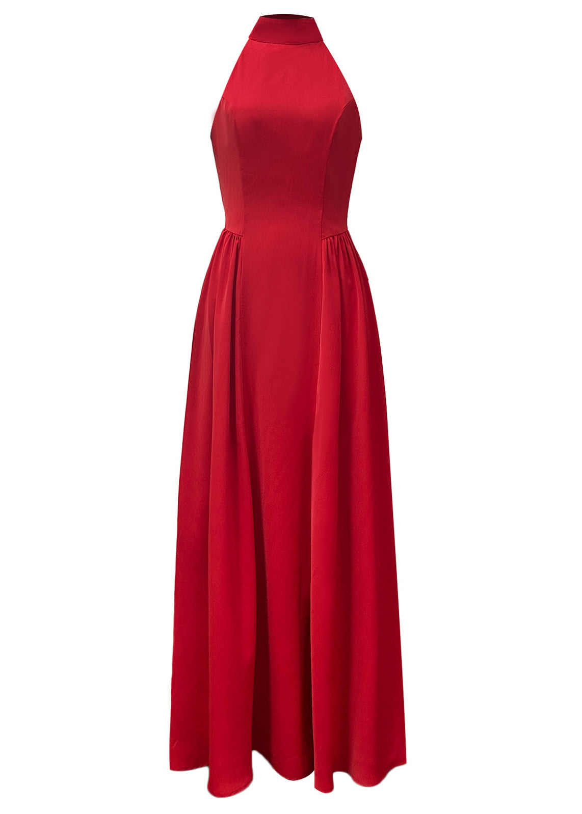 Classy Red Wrinkled Patchwork Cotton Maxi Dresses Sleeveless