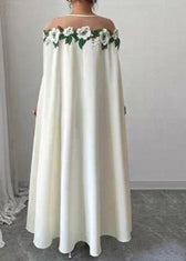 Classy White Tulle Patchwork Floral Maxi Dresses Spring 3