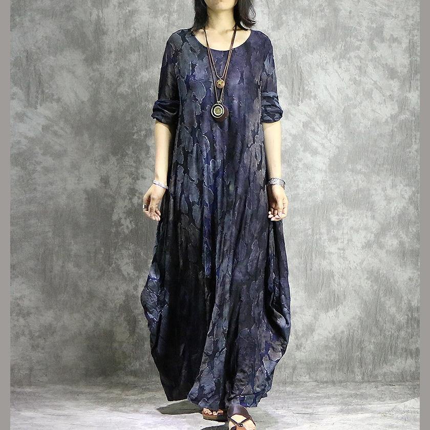 Classy long sleeve cotton clothes Shape blue Dress summer