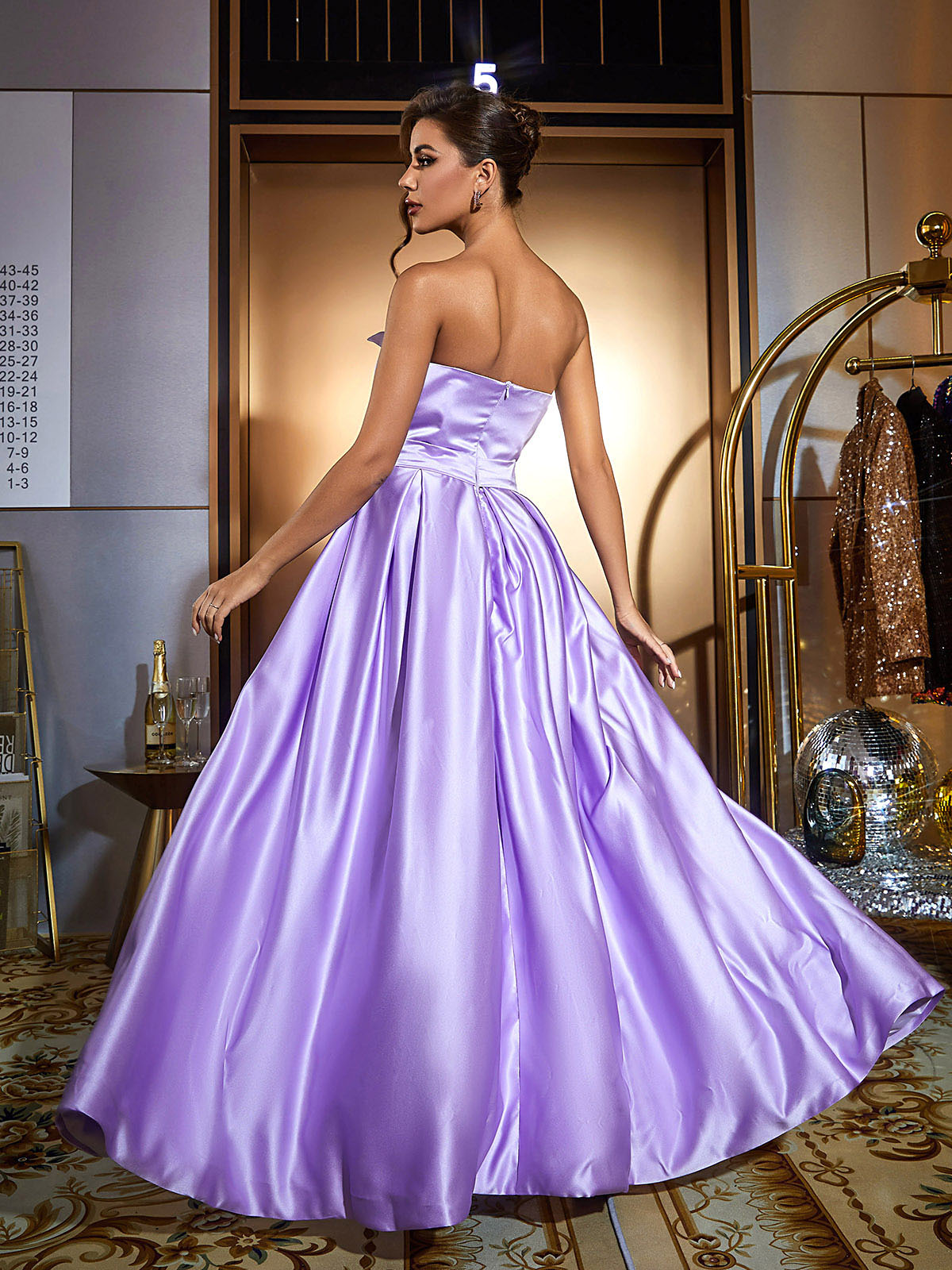 Coen Satin Strapless Maxi Dress In Purple 5