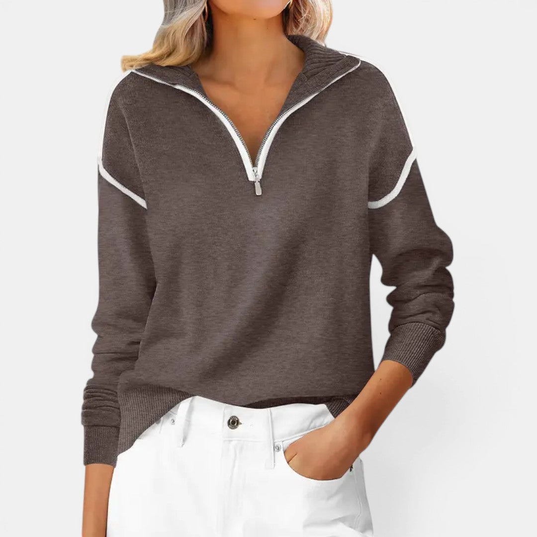 Quarter Zip Collared Long Sleeve Sweater