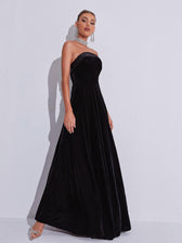 Colleen Velvet Strapless Maxi Dress 4