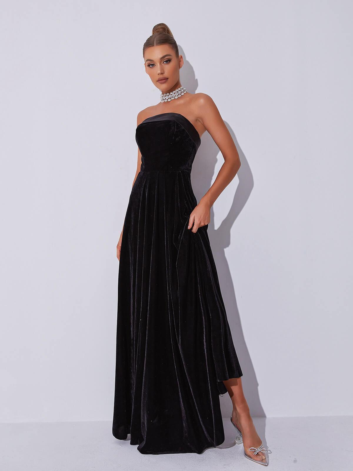 Colleen Velvet Strapless Maxi Dress 3