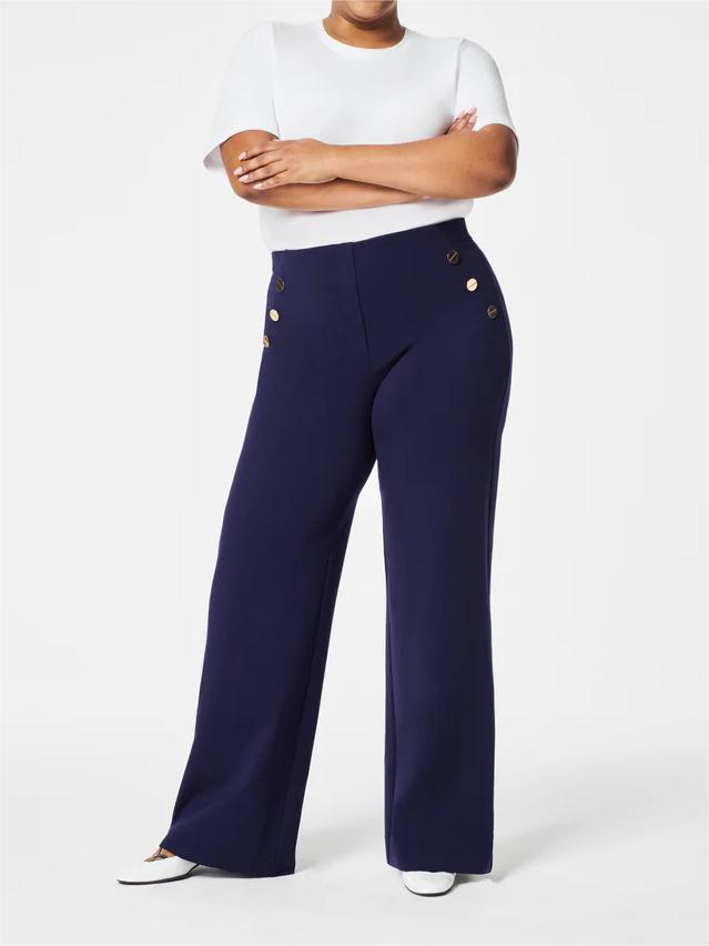 V-Neck Sleeveless Button Detail Wide Leg Jumpsuit