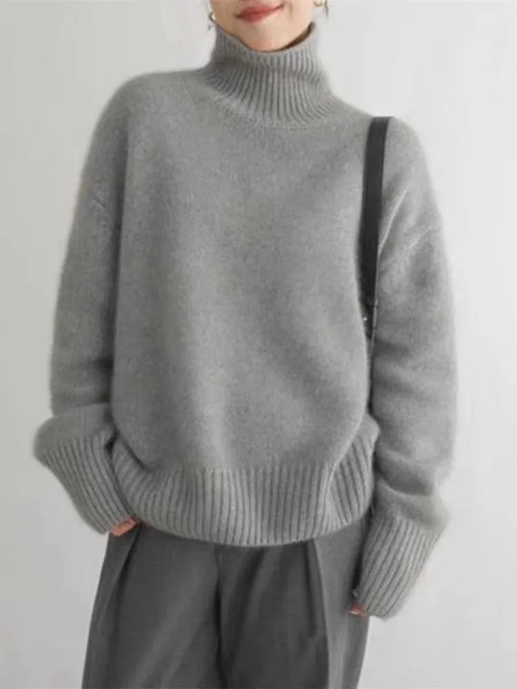 Turtleneck Long Sleeve Oversized Knit Sweater