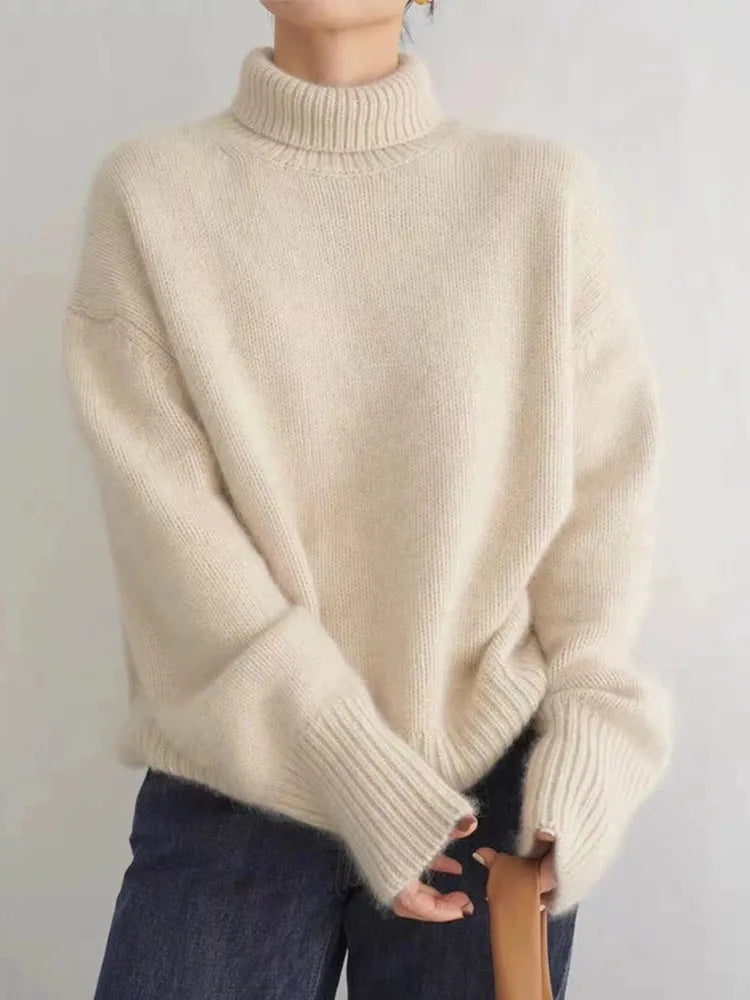 Turtleneck Long Sleeve Oversized Knit Sweater