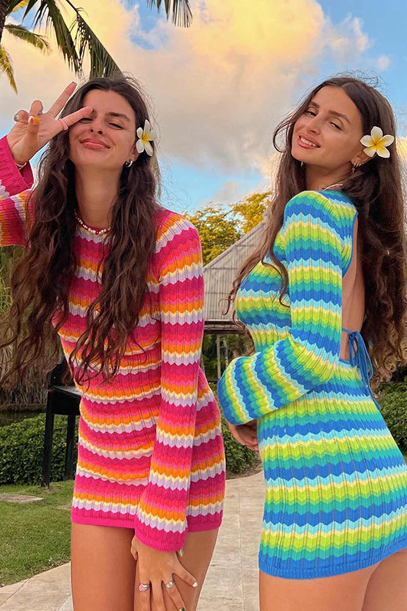 Maria Contrasting Striped Mini Dress with Contemporary Everyday Styling