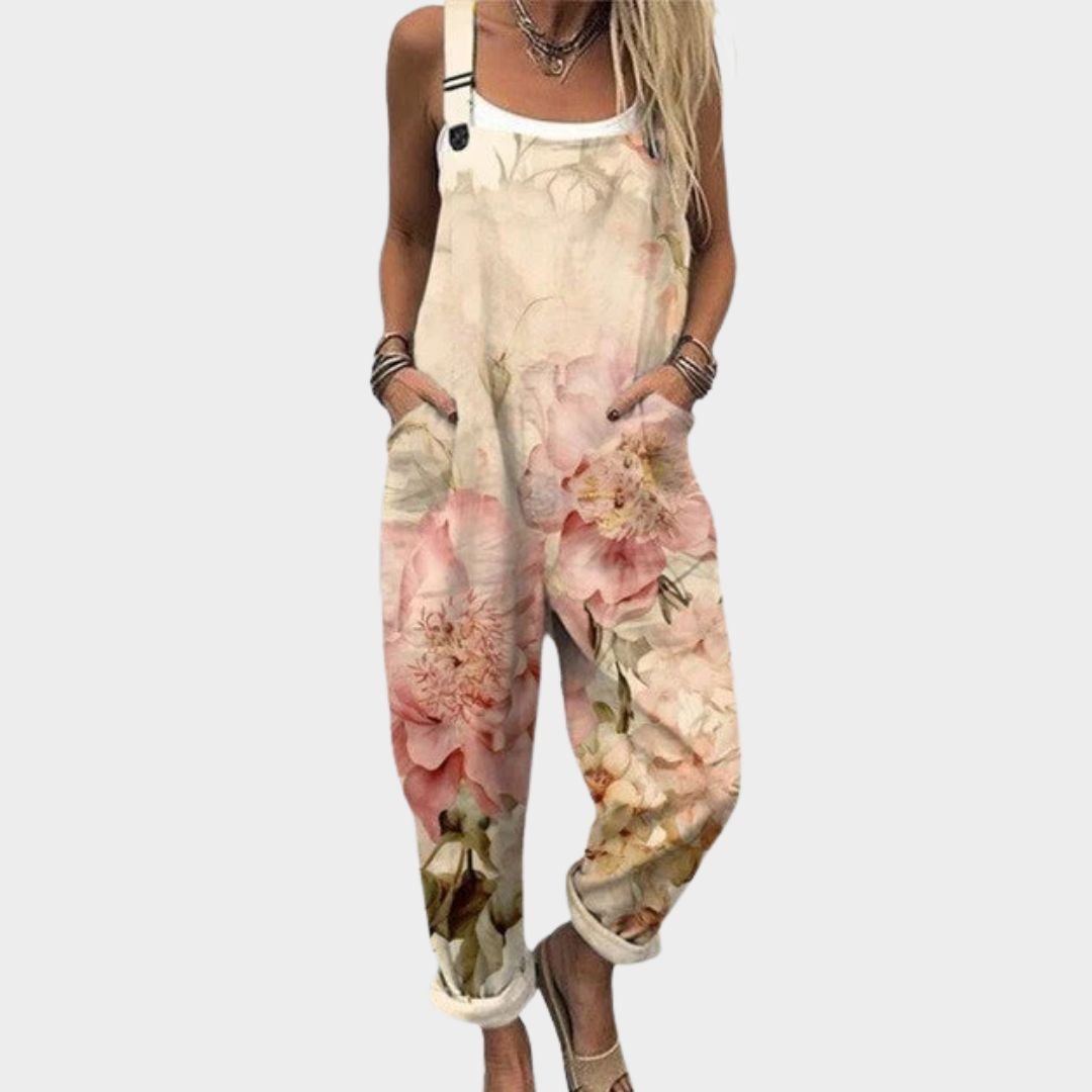 Floral Wide Leg Dungaree Jumpsuit