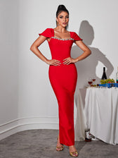 Rhinestone Bandage Maxi Dress
