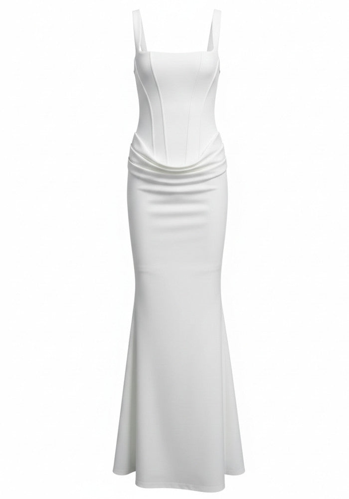 VIERA LACE UP MAXI DRESS White