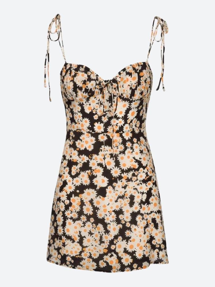 Cottagecore Daisy Tie Strap Mini Dress