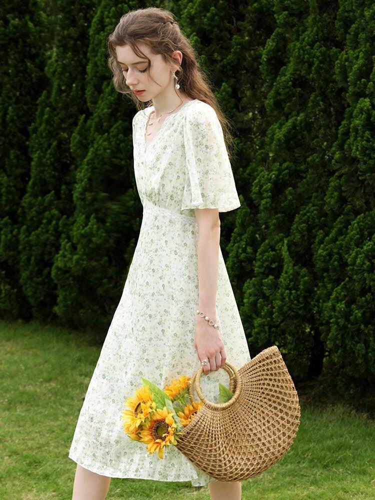 Cottagecore Floral Midi Dress