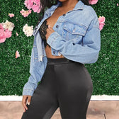 Cotton Denim Cardigan Punk Bomber Windbreaker Hollow Out Jacket
