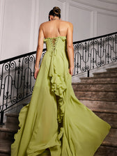 Strapless Corset High Split Chiffon Maxi Dress 6