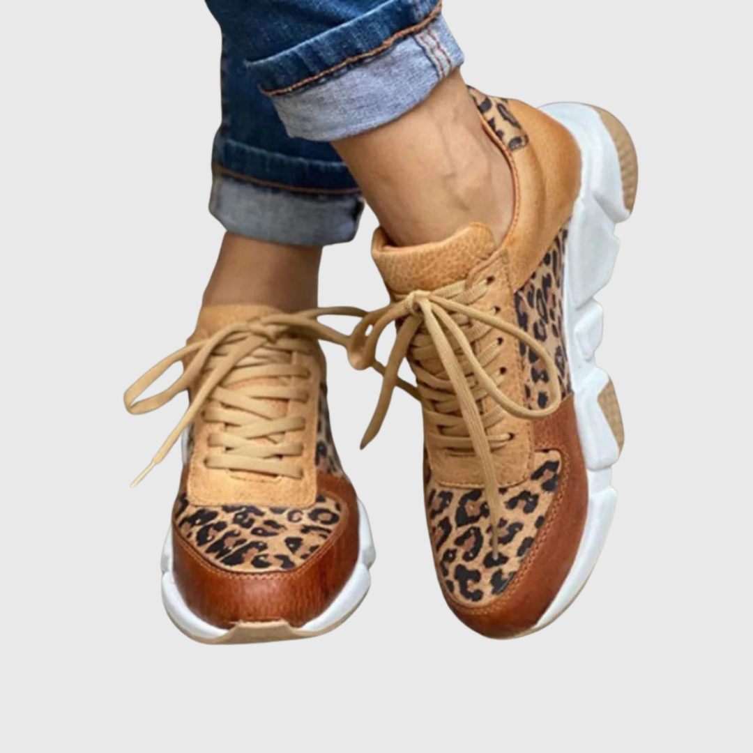 Leopard Print Lace Up Chunky Sole Sneakers