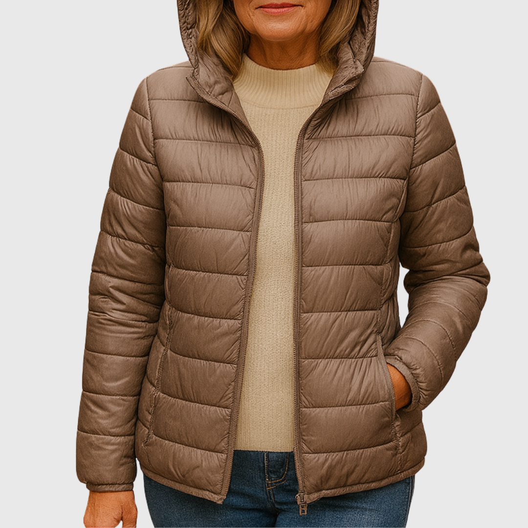 Hooded Zip Front Lightweight Quilted Puffer Jacket