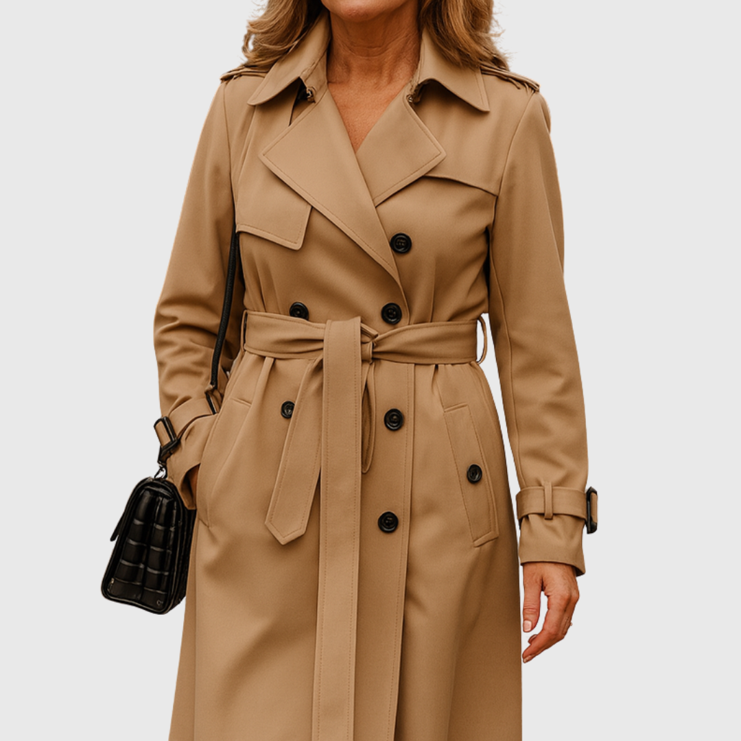 Double Breasted Belted Longline Trench Coat