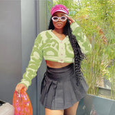 Pink Y2K Streetwear Knit Cardigan Green / S